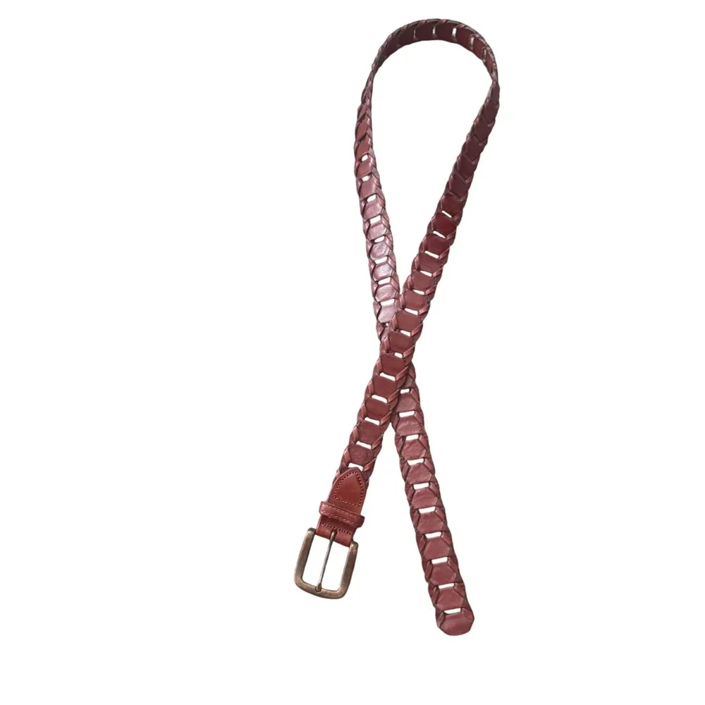 Vintage Leather Argentina Woven Belt Women's L 40-42‎ Reddish brown preloved EUC